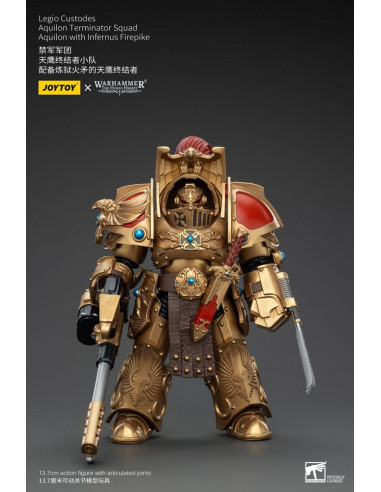 Warhammer The Horus Heresy Action Figure 1/18 Legio Custodes Aquilon Terminator Squad Aquilon with Infernus Firepike 14 cm