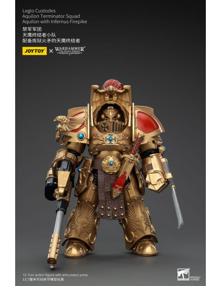 Warhammer The Horus Heresy Action Figure 1/18 Legio Custodes Aquilon Terminator Squad Aquilon with Infernus Firepike 14 cm