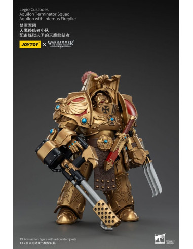 Warhammer The Horus Heresy Action Figure 1/18 Legio Custodes Aquilon Terminator Squad Aquilon with Infernus Firepike 14 cm
