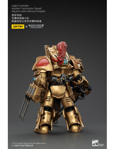Warhammer The Horus Heresy Action Figure 1/18 Legio Custodes Aquilon Terminator Squad Aquilon with Infernus Firepike 14 cm