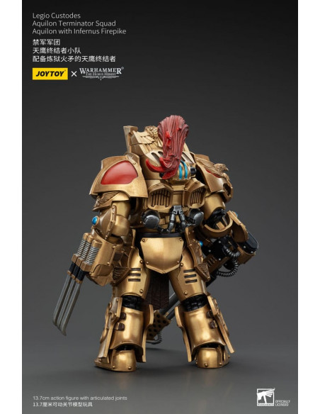 Warhammer The Horus Heresy Action Figure 1/18 Legio Custodes Aquilon Terminator Squad Aquilon with Infernus Firepike 14 cm