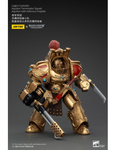 Warhammer The Horus Heresy Action Figure 1/18 Legio Custodes Aquilon Terminator Squad Aquilon with Infernus Firepike 14 cm