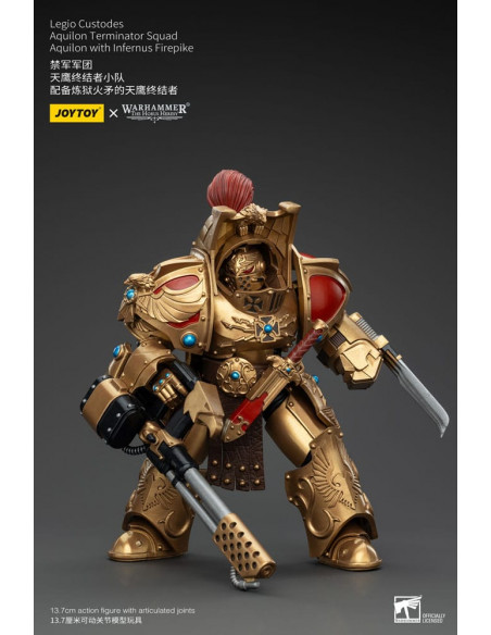 Warhammer The Horus Heresy Action Figure 1/18 Legio Custodes Aquilon Terminator Squad Aquilon with Infernus Firepike 14 cm