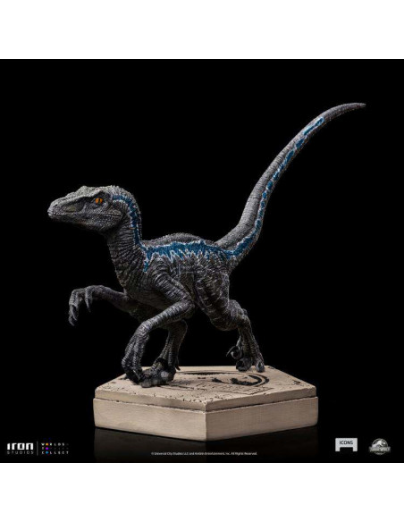 JW ICONS VELOCIRAPTOR BLUE STATUE