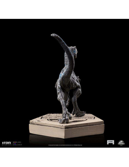 JW ICONS VELOCIRAPTOR BLUE STATUE