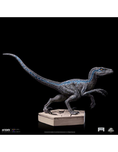 JW ICONS VELOCIRAPTOR BLUE STATUE