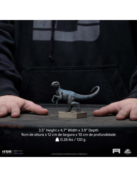 JW ICONS VELOCIRAPTOR BLUE STATUE