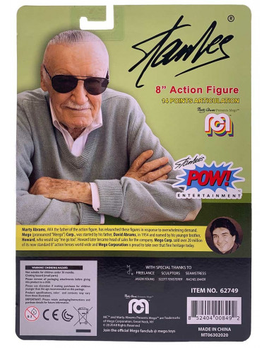 Marvel Action Figure Clothed Stan Lee 20 cm Mego Legend Retro Style con Vestiti