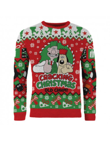Wallace & Gromit Christmas Sweater Cracking Christmas Old Chum! Size S