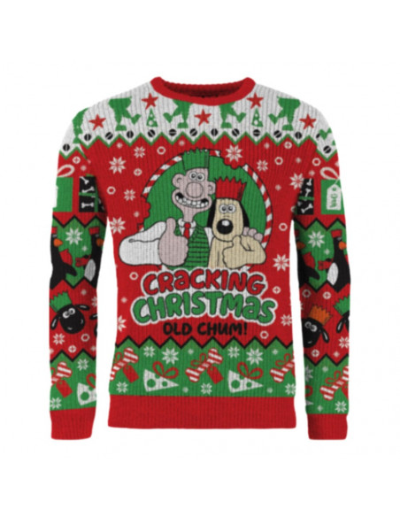 Wallace & Gromit Christmas Sweater Cracking Christmas Old Chum! Size S