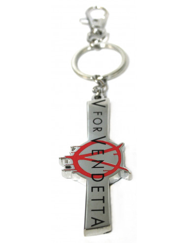Portachiavi 100% Metallo con Moschettone Anonymous V for Vendetta Logo Originale