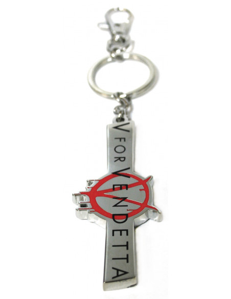 Portachiavi 100% Metallo con Moschettone Anonymous V for Vendetta Logo Originale
