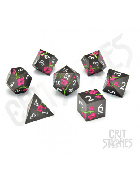 CritStones Metal Dice Set Nighttime Blossom (7)