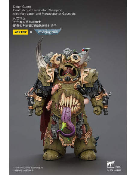 Warhammer 40k Action Figure 1/18 Death Guard Deathshroud Terminator Champion with Manreaper and Plaguespurter Gauntlets 14 cm