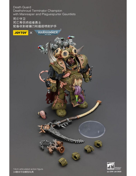 Warhammer 40k Action Figure 1/18 Death Guard Deathshroud Terminator Champion with Manreaper and Plaguespurter Gauntlets 14 cm
