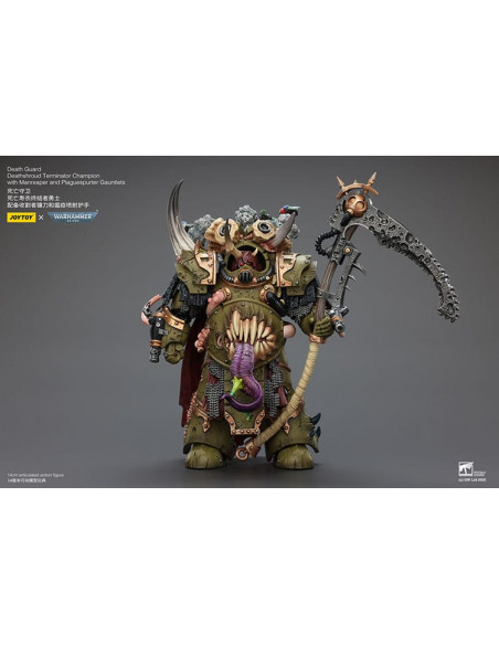 Warhammer 40k Action Figure 1/18 Death Guard Deathshroud Terminator Champion with Manreaper and Plaguespurter Gauntlets 14 cm