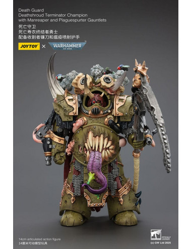 Warhammer 40k Action Figure 1/18 Death Guard Deathshroud Terminator Champion with Manreaper and Plaguespurter Gauntlets 14 cm