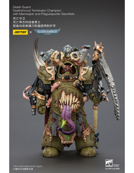Warhammer 40k Action Figure 1/18 Death Guard Deathshroud Terminator Champion with Manreaper and Plaguespurter Gauntlets 14 cm