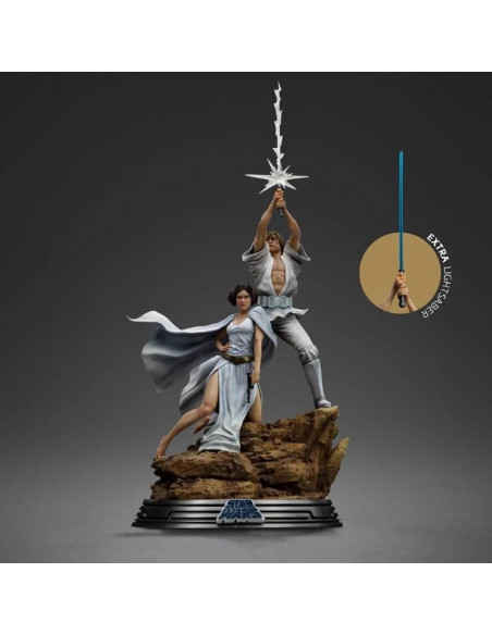 GUERRE STELLARI Star Wars Ep. IV Art Scale 1/10 Statua Luke & Leia IRON STUDIOS
