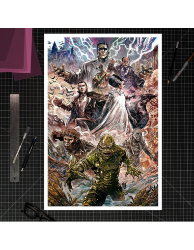 Universal Monsters Art Print Universal Monsters by Vincenzo Riccardi 61 x 41 cm - unframed