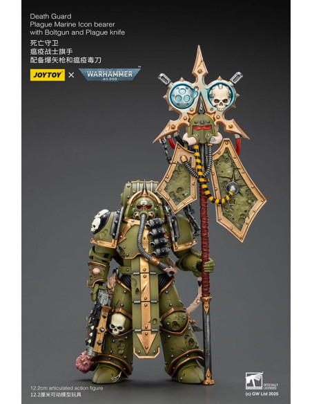 Warhammer 40,000 Action Figure Death Guard Plague Marine Icon bearer with Boltgun and Plague knife 12 cm