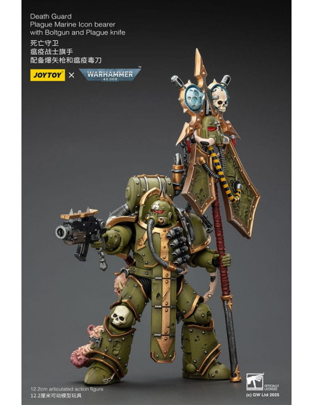 Warhammer 40,000 Action Figure Death Guard Plague Marine Icon bearer with Boltgun and Plague knife 12 cm