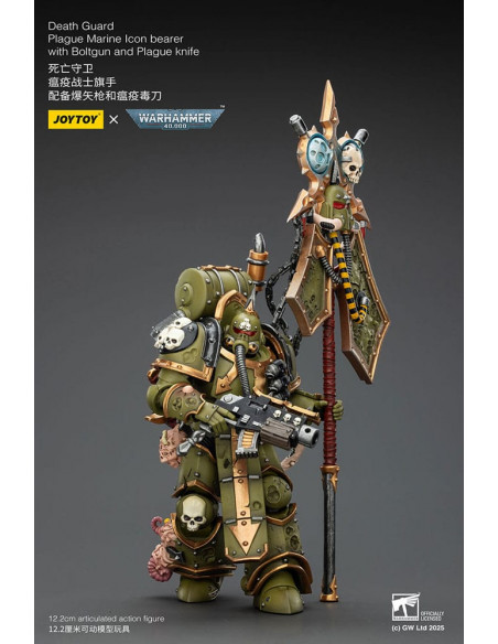 Warhammer 40,000 Action Figure Death Guard Plague Marine Icon bearer with Boltgun and Plague knife 12 cm