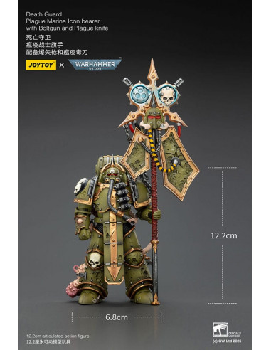 Warhammer 40,000 Action Figure Death Guard Plague Marine Icon bearer with Boltgun and Plague knife 12 cm
