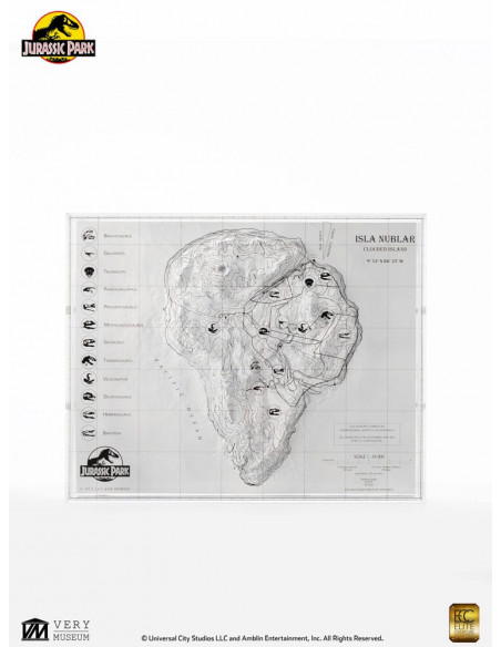 Jurassic Park Topographic Map Isla Nublar