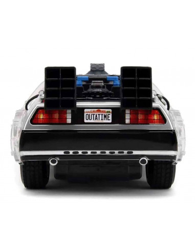 BACK TO THE FUTURE PART 1 1982 TIME MACHINE DELOREAN REMOTE CONTROL 1/16 DIE-CAST MODEL