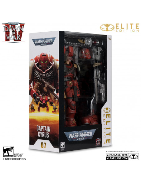 MCFARLANE ELITE 7INCH WARHAMMER 4000 DAWN OF WAR 4 CAPTAIN CYRUS IN PHOBOS ARMOR ACTION FIGURE