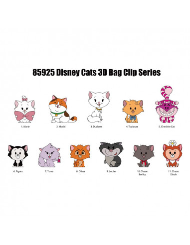 Disney Cats 3D Foam Bag Clips Series 69 Display (24)