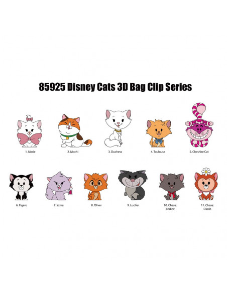 Disney Cats 3D Foam Bag Clips Series 69 Display (24)