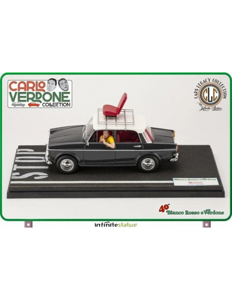 FIilm 1981 Bianco Rosso e Verdone Carlo- Mimmo Su Fiat 1100 1:18 Infinite statue
