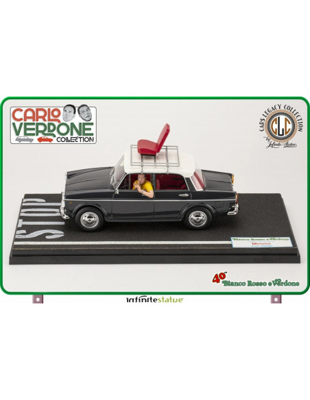 FIilm 1981 Bianco Rosso e Verdone Carlo- Mimmo Su Fiat 1100 1:18 Infinite statue