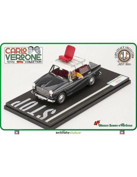 FIilm 1981 Bianco Rosso e Verdone Carlo- Mimmo Su Fiat 1100 1:18 Infinite statue