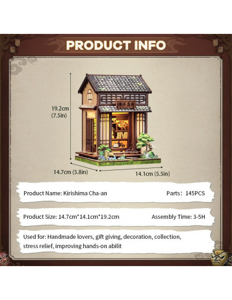 Miniature House Model Kit Kirishima Cha-an 19 x 14 cm