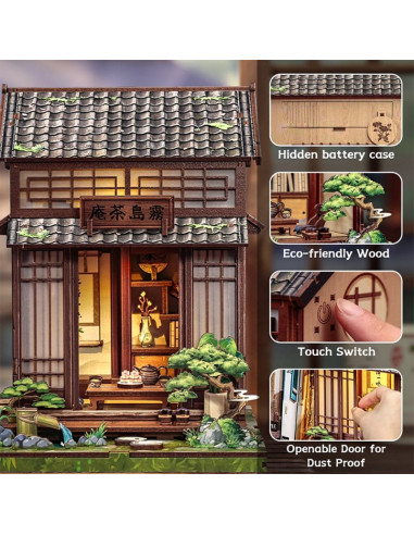 Miniature House Model Kit Kirishima Cha-an 19 x 14 cm