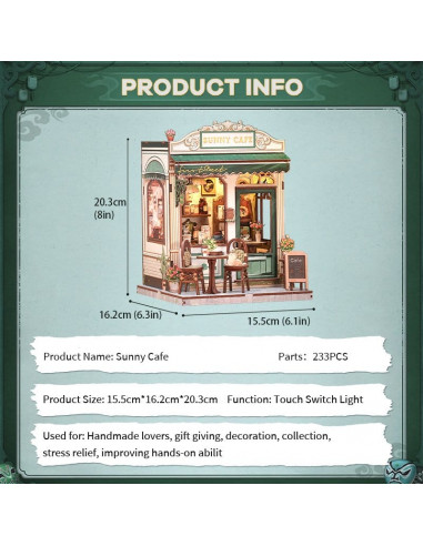 Miniature House Model Kit Sunny Cafe 20 x 16 cm