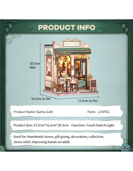 Miniature House Model Kit Sunny Cafe 20 x 16 cm