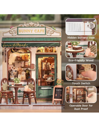 Miniature House Model Kit Sunny Cafe 20 x 16 cm