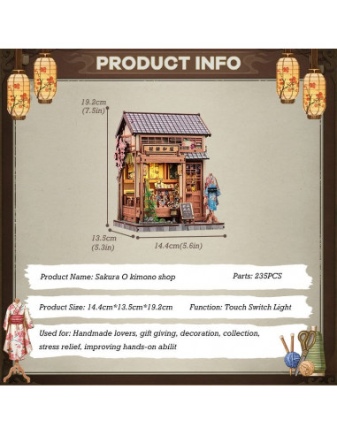 Miniature House Model Kit Sakura O Kimono Shop 19 x 14 cm