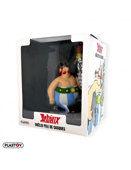 ASTERIX OBELIX STACK OF HELMETS AND DOGMATIX FIGURE
