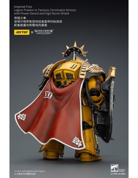 Warhammer Imperial Fists Action Figure Legion Praetor in Tartaros Terminator Armourwith Power Sword and Vigil Storm Shield 14 cm