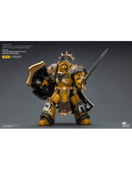 Warhammer Imperial Fists Action Figure Legion Praetor in Tartaros Terminator Armourwith Power Sword and Vigil Storm Shield 14 cm