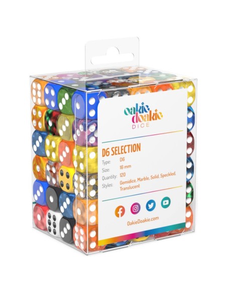 Oakie Doakie Dice D6 Dice Retail Pack 16 mm Mixed (120)