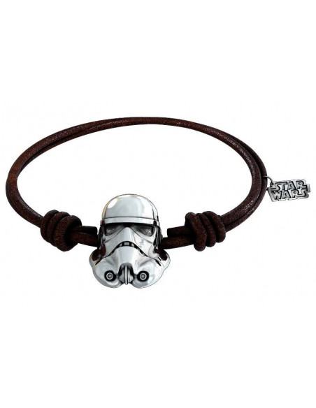 SW STORMTROOPER SILVER BRACELET BRWN LTH