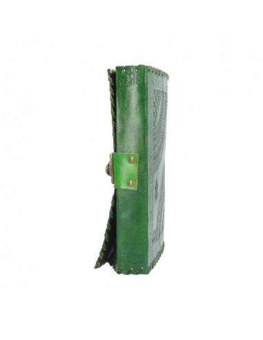 LEATHER DIARY EMBOSS GREENMAN & TWO LOCK