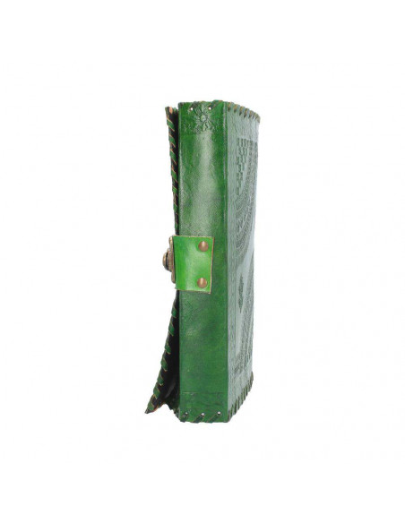 LEATHER DIARY EMBOSS GREENMAN & TWO LOCK