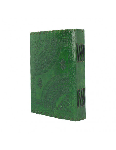 LEATHER DIARY EMBOSS GREENMAN & TWO LOCK